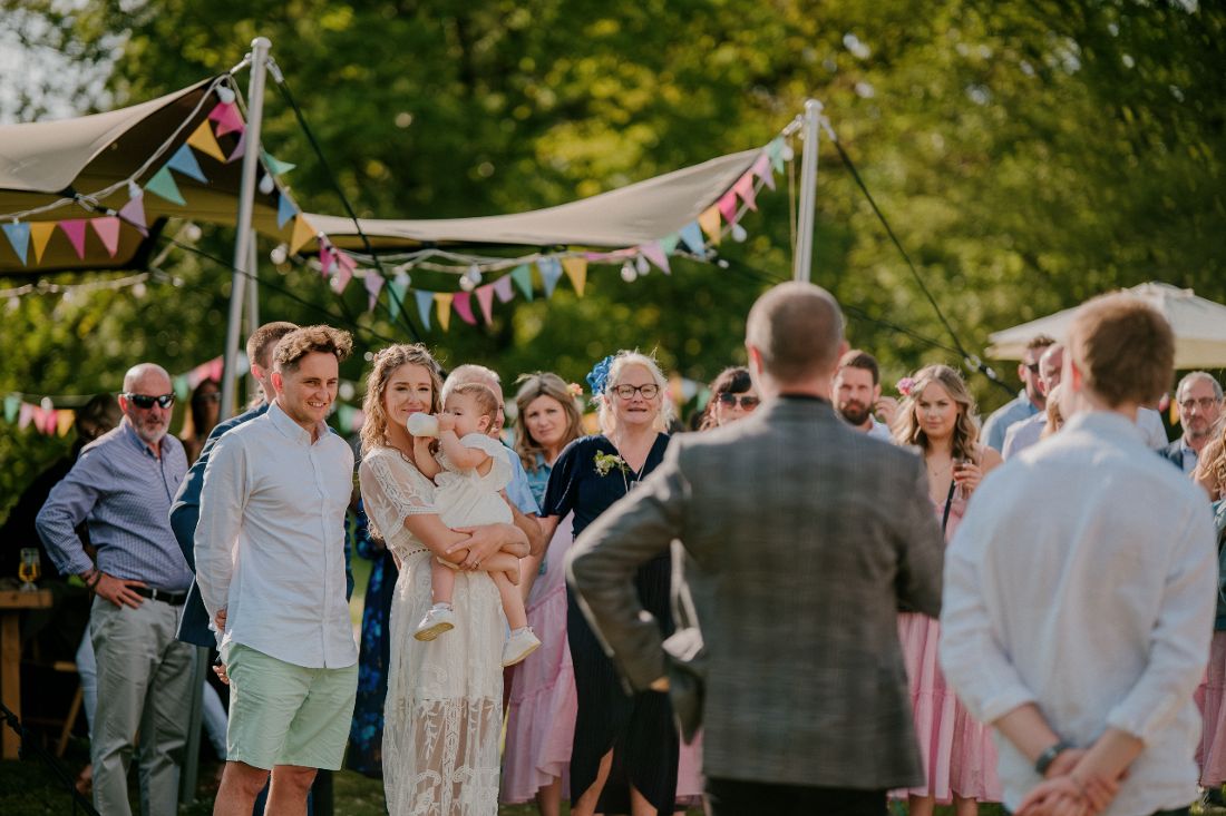 Fun outdoor wedding party, Suffolk